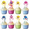Baby Shark Cartoon Cupcake Toppers - Set of 24 Party Decorations Baby Shark Cartoon Cupcake Toppers - Set of 24 Party Decorations