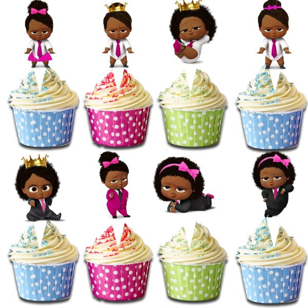 Boss Baby Girl Afro Cupcake Toppers
