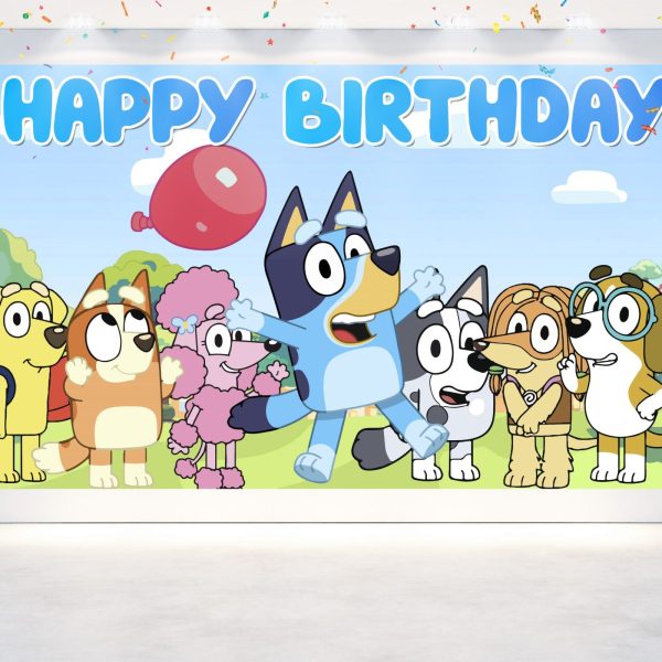 Bluey Dog Birthday Backdrop - Available in 5x3 ft & 7x5 ft Bluey Dog Birthday Backdrop - Available in 5x3 ft & 7x5 ft