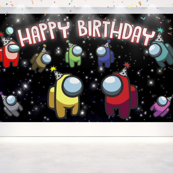 Among Us Birthday Party Backdrop Among Us Birthday Party Backdrop