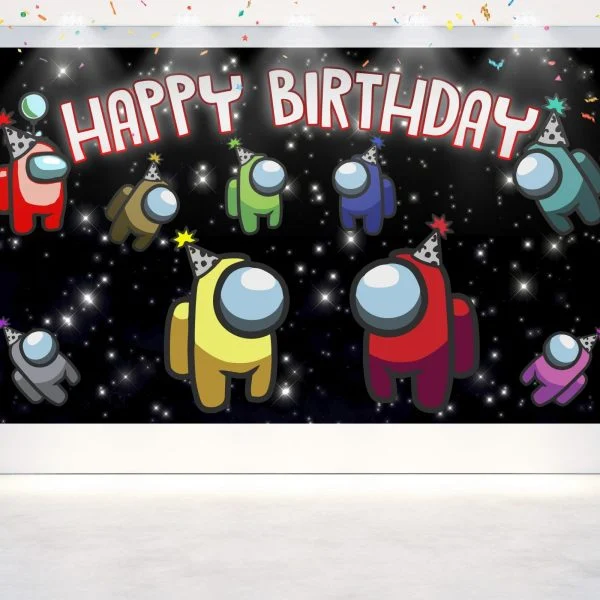 Among Us Birthday Party Backdrop