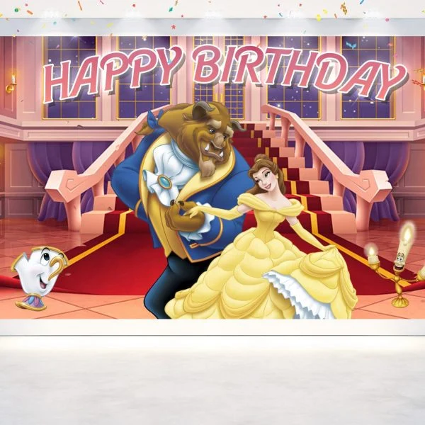 Beauty and the Beast Birthday Backdrop Beauty and the Beast Birthday Backdrop
