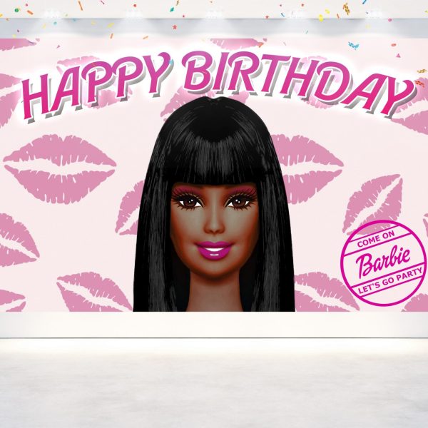 Afro Barbie Birthday Backdrop Afro Barbie Birthday Backdrop