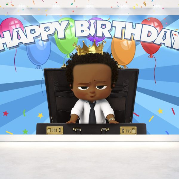 Boss Baby Afro Cartoon Birthday Backdrop - 5x3 FT and 7x5 FT Party Decoration Boss Baby Afro Cartoon Birthday Backdrop - 5x3 FT and 7x5 FT Party Decoration