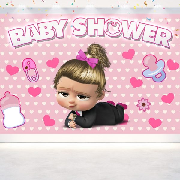 Boss Baby Girl Cartoon Baby Shower Backdrop Boss Baby Girl Cartoon Baby Shower Backdrop