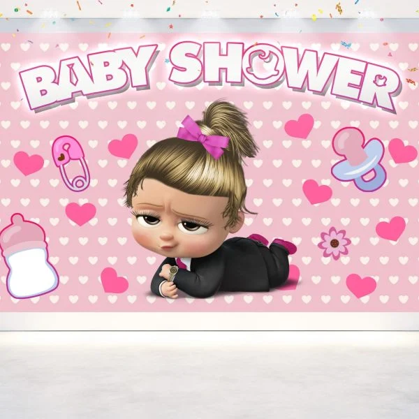 Boss Baby Girl Cartoon Baby Shower Backdrop Boss Baby Girl Cartoon Baby Shower Backdrop