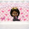 Boss Baby Afro Girl Cartoon Birthday Backdrop Boss Baby Afro Girl Cartoon Birthday Backdrop