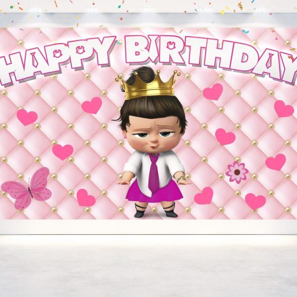 Boss Baby Girl Cartoon Birthday Backdrop Boss Baby Girl Cartoon Birthday Backdrop