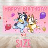 Bluey Dog Pink Birthday Backdrop - Available in 5x3 ft & 7x5 ft Bluey Dog Pink Birthday Backdrop - Available in 5x3 ft & 7x5 ft