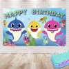 Baby Shark Cartoon Birthday Backdrop Baby Shark Cartoon Birthday Backdrop