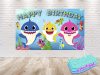 Baby Shark Cartoon Birthday Backdrop Baby Shark Cartoon Birthday Backdrop