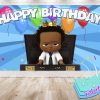 Boss Baby Afro Cartoon Birthday Backdrop - 5x3 FT and 7x5 FT Party Decoration Boss Baby Afro Cartoon Birthday Backdrop - 5x3 FT and 7x5 FT Party Decoration
