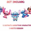 Stitch Birthday Party Garland – 5 Cutout Hanging Characters with Ribbon – Cute Stitch and Lilo Banner for Baby Shower, Kids Birthday, Luau Theme Stitch Birthday Party Garland – 5 Cutout Hanging Characters with Ribbon – Cute Stitch and Lilo Banner for Baby Shower, Kids Birthday, Luau Theme