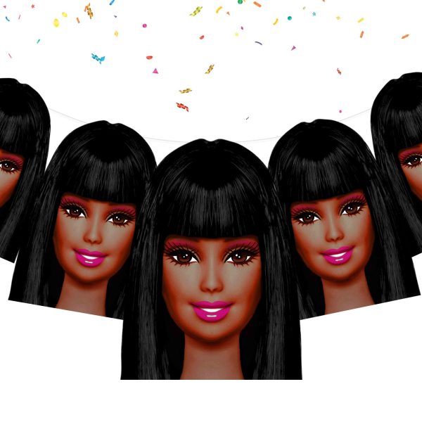 Afro Barbie Birthday Banner