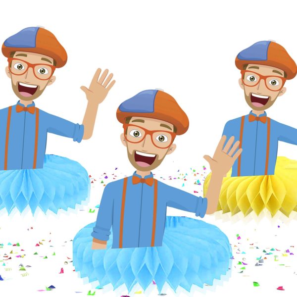 Blippi Honeycomb Centerpieces