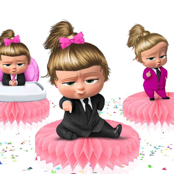 Boss Baby Girl Honeycomb Centerpieces – 5 Table Decorations