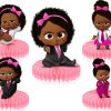 Honey_2_4 Boss Baby Girl Afro Honeycomb Centerpieces
