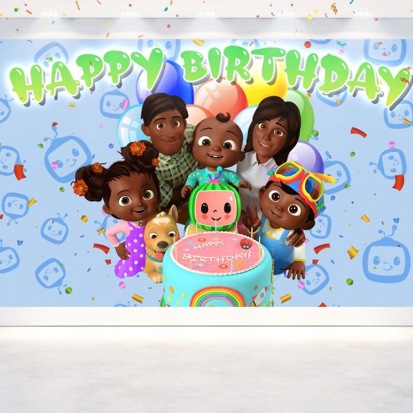Cocomelon Afro Birthday Backdrop