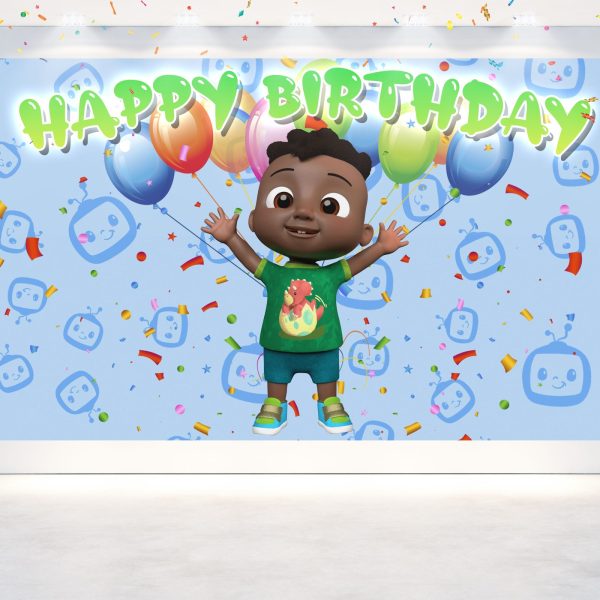 Cocomelon Cody Afro Birthday Backdrop
