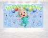 Cocomelon JJ Melon Birthday Backdrop Cocomelon JJ Melon Birthday Backdrop