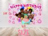 Afro Cocomelon Family Birthday Backdrop for Girls Afro Cocomelon Family Birthday Backdrop for Girls