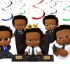 Swirls2 Afro Boss Baby Ceiling Swirl Decorations – 10 Hanging Swirls Party Set