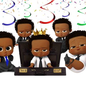 Afro Boss Baby Ceiling Swirl Decorations – 10 Hanging Swirls Party Set