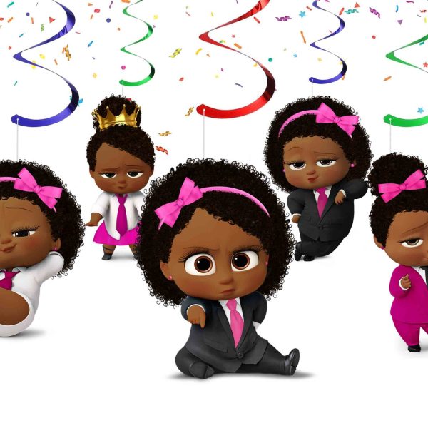 Boss Baby Girl Afro Hanging Swirls