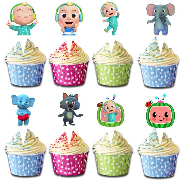 Cocomelon Cupcake Toppers – 24 pcs Birthday Party Decorations