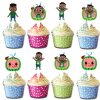 Afro Cocomelon Cody Cupcake Toppers – 24 PCS Birthday Party Decorations Afro Cocomelon Cody Cupcake Toppers – 24 PCS Birthday Party Decorations