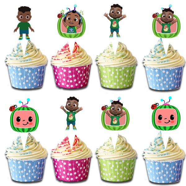 Afro Cocomelon Cody Cupcake Toppers – 24 PCS Birthday Party Decorations