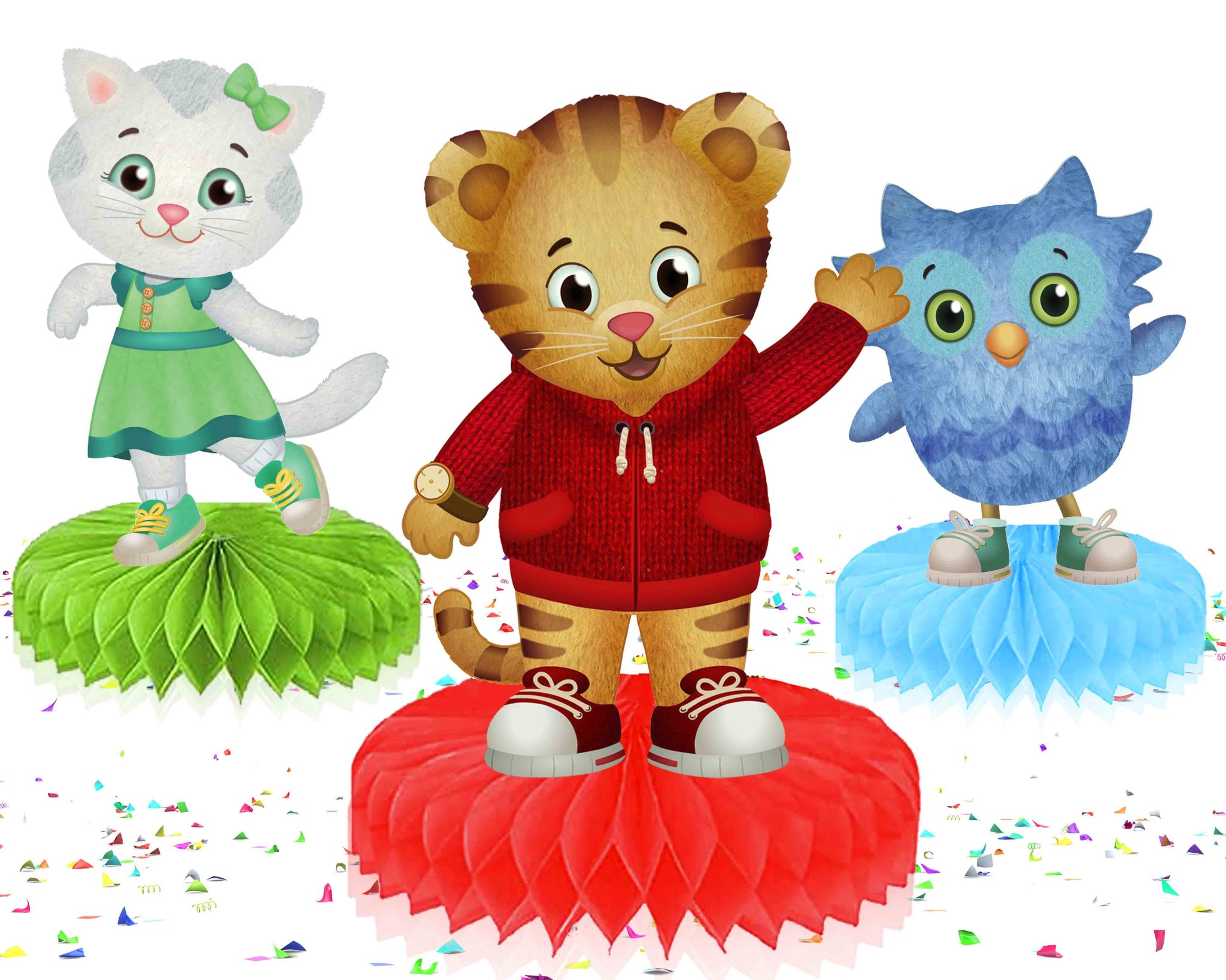 Daniel Tiger Honeycomb Centerpieces – 5 Characters Table Decorations