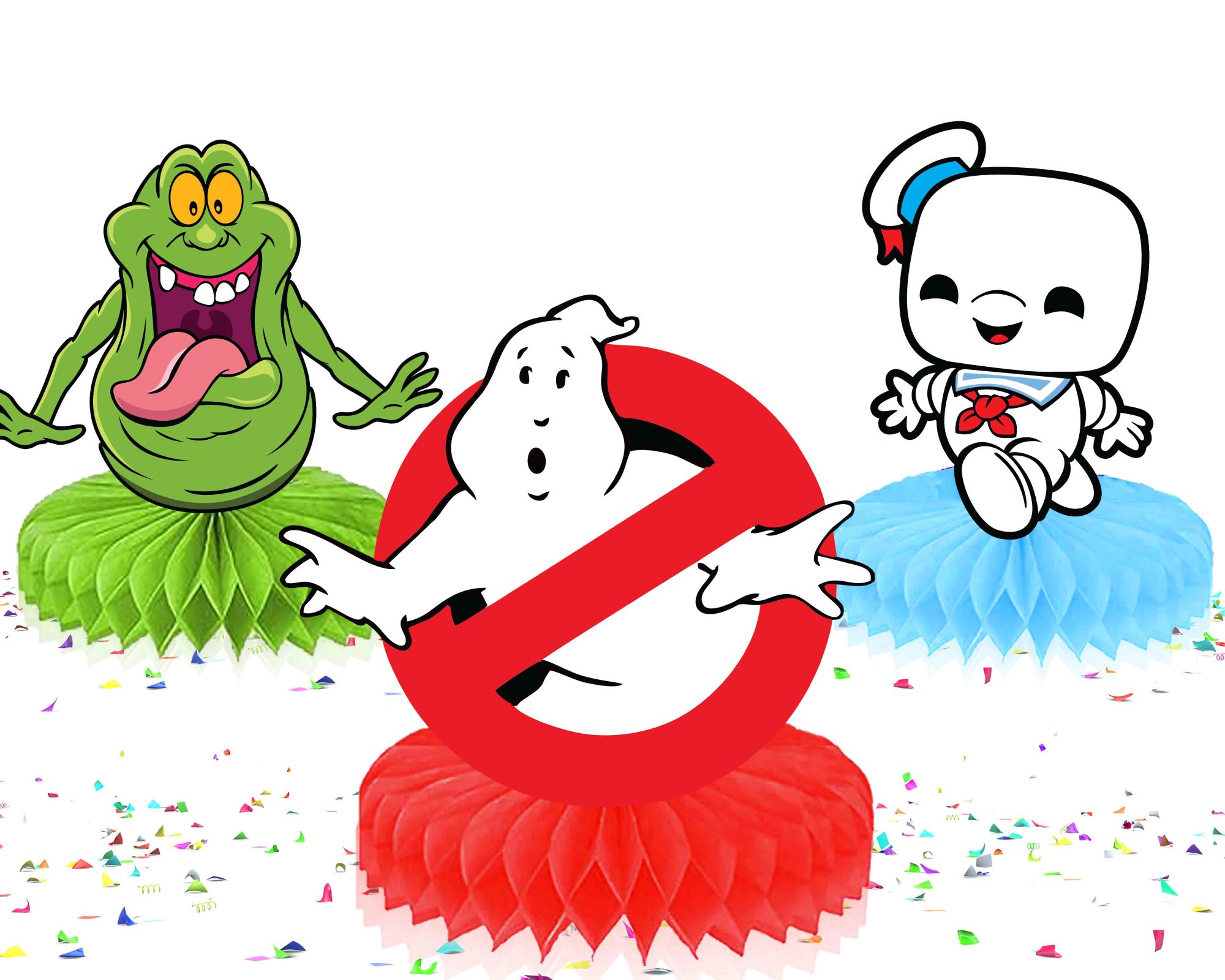 Ghostbusters Honeycomb Table Centerpieces – 6 Inch Party Centerpiece Decorations, Ghost & Slimer