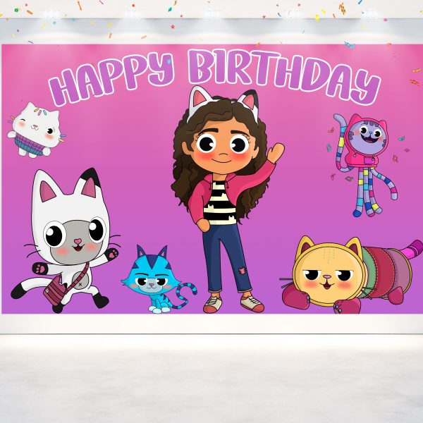 Gabby’s Dollhouse Birthday Banner Backdrop Pink Gabby’s Dollhouse Birthday Banner Backdrop Pink