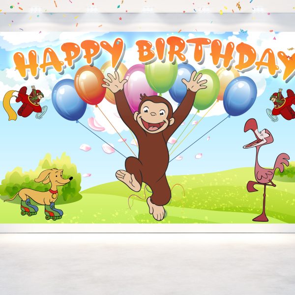 Curious George Birthday Backdrop