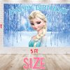 White,Brick,Wall,3d,Background Elsa Frozen Birthday Backdrop