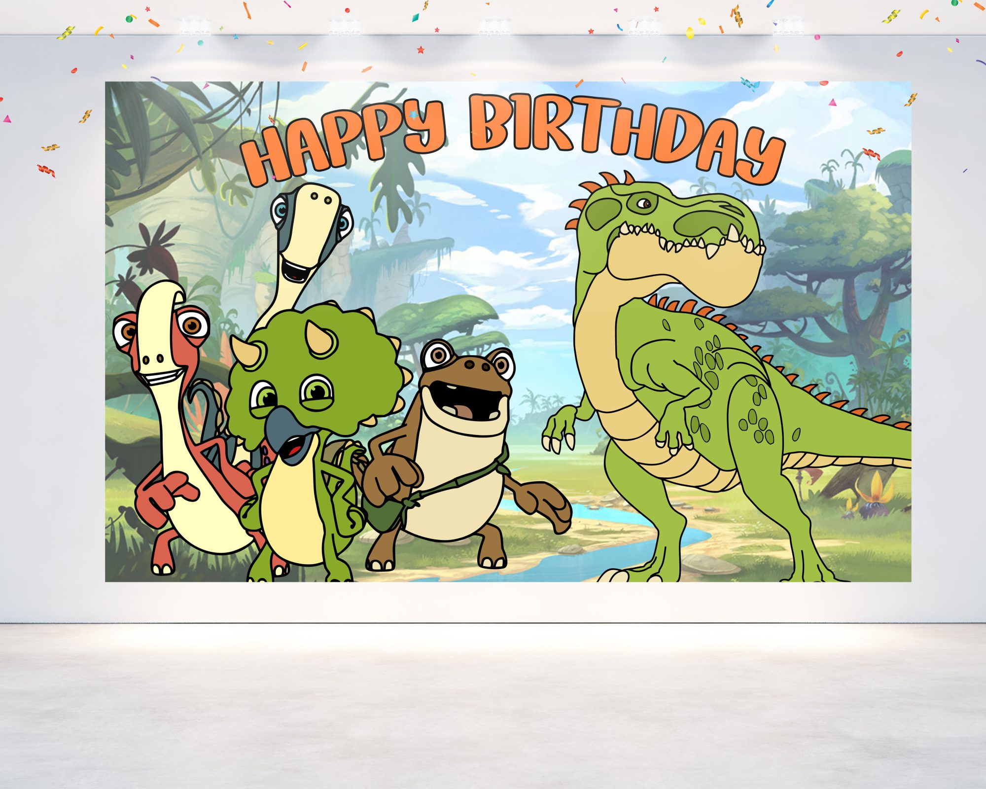 Gigantosaurus Birthday Backdrop Banner 5×3 ft, Dinosaur Jungle Party Background