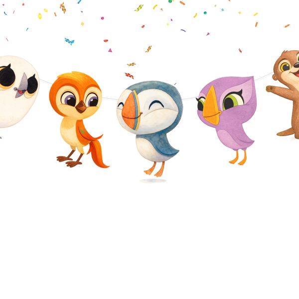 Puffin Rock Banner, Puffin Rock Birthday Banner, Woodland Animal Party Decorations, Puffin Birthday Party Decor, Kids Cartoon Party Banner