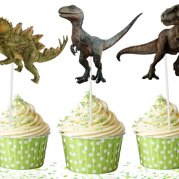 Jurassic World Cupcake Toppers, Dinosaur Birthday Decorations, Dino Party Supplies, Jurassic Birthday Party Decor, Dinosaur Cupcake Picks