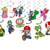 Super Mario Hanging Swirl Decorations, Mario Birthday Party Swirls, Nintendo Theme Ceiling Decor, Mario Party Hanging Decorations, Kids Birthday Supplies