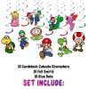 Super Mario Hanging Swirl Decorations, Mario Birthday Party Swirls, Nintendo Theme Ceiling Decor, Mario Party Hanging Decorations, Kids Birthday Supplies