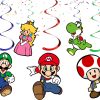 Super Mario Hanging Swirl Decorations, Mario Birthday Party Swirls, Nintendo Theme Ceiling Decor, Mario Party Hanging Decorations, Kids Birthday Supplies