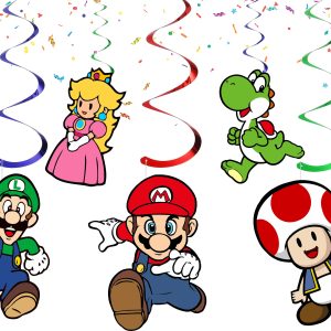Super Mario Hanging Swirl Decorations, Mario Birthday Party Swirls, Nintendo Theme Ceiling Decor, Mario Party Hanging Decorations, Kids Birthday Supplies