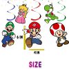 Super Mario Hanging Swirl Decorations, Mario Birthday Party Swirls, Nintendo Theme Ceiling Decor, Mario Party Hanging Decorations, Kids Birthday Supplies