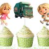 eee Trash Truck Cupcake Toppers, Trash Truck Birthday Decorations, Garbage Truck Party Cupcake Picks, Kids Birthday Party Decor, Cute Cartoon Truck Toppers