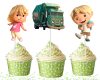 eee Trash Truck Cupcake Toppers, Trash Truck Birthday Decorations, Garbage Truck Party Cupcake Picks, Kids Birthday Party Decor, Cute Cartoon Truck Toppers