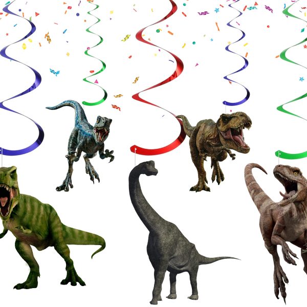 Jurassic World Hanging Swirls, Dinosaur Birthday Decorations, Dino Party Ceiling Decor, Jurassic Dinosaur Party Supplies, Hanging Swirl Decorations