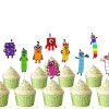 f Numberblocks Cupcake Toppers, Numberblocks Birthday Decorations, Math Birthday Cupcake Picks, Educational Party Cupcake Toppers, Kids Number Party Decor