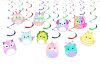 f Squishmallow Hanging Swirls, Squishmallow Birthday Decorations, Pastel Kawaii Ceiling Swirls, Cute Animal Party Decor, Rainbow Birthday Hanging Decorations