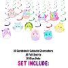 ff Squishmallow Hanging Swirls, Squishmallow Birthday Decorations, Pastel Kawaii Ceiling Swirls, Cute Animal Party Decor, Rainbow Birthday Hanging Decorations